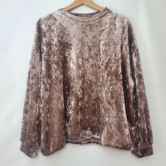 Adrianna
Papell Ice Rose Loose Fit Crushed Velvet Long Sleeve Top - Picture 1 of 11